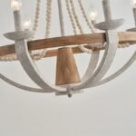 French Country & Rustic Farmhouse Wood Beaded Chandelier – 66cm - Image 6