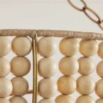 Two-Tier Wooden Bead Chandelier | Boho Rustic Pendant Light - Image 9