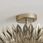 Vintage Leaf Chandelier Ceiling Light | Antique Gold Floral Semi-Flush Mount for Living Room - Image 6