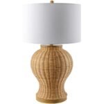 handwoven rattan table lamp,  rustic woven lighting , coastal style table lamp, artisanal woven lamp