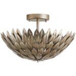 Vintage Leaf Chandelier Ceiling Light | Antique Gold Floral Semi-Flush Mount for Living Room - Image 2