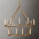 American Vintage 2-Tier Geometric Chandelier | Large Pendant Light for High-Ceiling Villas & Living Rooms