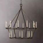 American Vintage 2-Tier Geometric Chandelier | Large Pendant Light for High-Ceiling Villas & Living Rooms - Image 2