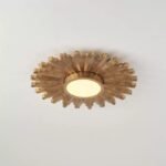 Vintage Sunburst Solid Wood Ceiling Light – 55cm