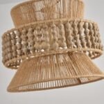 Boho Jute & Wood Bead Chandelier – Natural Rustic Pendant Light - Image 5
