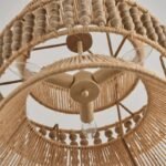 Boho Jute & Wood Bead Chandelier – Natural Rustic Pendant Light - Image 7