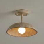 Vintage textured stone semi-flush ceiling light. Slim profile, warm ambient glow. Perfect for entryways, hallways, balconies - Image 9