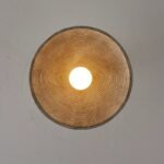 Vintage textured stone semi-flush ceiling light. Slim profile, warm ambient glow. Perfect for entryways, hallways, balconies - Image 6