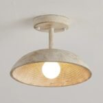 Vintage textured stone semi-flush ceiling light. Slim profile, warm ambient glow. Perfect for entryways, hallways, balconies