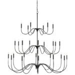 Curved Arm Black Chandelier | Modern Farmhouse & French Vintage Pendant Light for High Ceilings