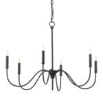 Curved Arm Black Chandelier | Modern Farmhouse & French Vintage Pendant Light for High Ceilings - Image 3