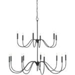 Curved Arm Black Chandelier | Modern Farmhouse & French Vintage Pendant Light for High Ceilings - Image 2