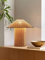 Rattan Table Lamp | American Retro & French Mid-Century Modern Bedside Lamp for Bedroom & Living Room - Image 11