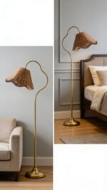 Rattan Floor Lamp | French Vintage & Mid-Century Modern Standing Lamp for Living Room & Bedroom - Image 7