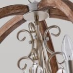 American Rustic Wood Globe Chandelier | Vintage Pendant Light for Dining Room & Living Room - Image 7