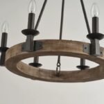 Rustic Wood Ring Chandelier | American Farmhouse Pendant Light for Living Room, Dining & Bedroom - Image 8