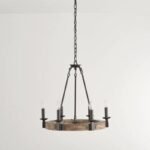 Rustic Wood Ring Chandelier | American Farmhouse Pendant Light for Living Room, Dining & Bedroom - Image 9