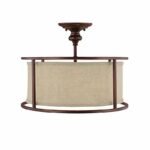 Farmhouse Linen Drum Semi-Flush Mount Light: Warm Rustic Elegance for Your Home - Image 6