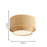 Boho Rattan Flush Mount Ceiling Light, 2-Tier Raffia Woven Ceiling Lamp for Bedroom, Entryway, Mid-Century - Image 6