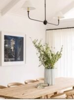 French Retro Long Linear Chandelier, Vintage Designer Dining Room Pendant Light, Mid-Century Modern Island Light for Kitchen, Living Room - Image 5