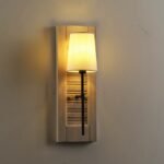 Vintage Rustic Wooden Wall Sconce with Linen Shade - Farmhouse Wall Lamp for Bedroom, Hallway, Balcony & Porch - Image 2