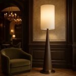 Vintage Solid Wood Floor Lamp, Mid-Century Modern Tall Standing Lamp with Linen Shade for Living Room, Bedroom, Study, Hotel Lobby - Image 3