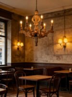 French Vintage Wooden Chandelier, Baroque Carved Pendant Light for Villa, B&B, Living Room & Dining Room - Image 3