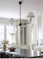 French Retro Long Linear Chandelier, Vintage Designer Dining Room Pendant Light, Mid-Century Modern Island Light for Kitchen, Living Room - Image 3