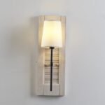 Vintage Rustic Wooden Wall Sconce with Linen Shade - Farmhouse Wall Lamp for Bedroom, Hallway, Balcony & Porch