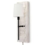Vintage Rustic Wooden Wall Sconce with Linen Shade - Farmhouse Wall Lamp for Bedroom, Hallway, Balcony & Porch - Image 9