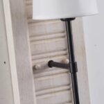 Vintage Rustic Wooden Wall Sconce with Linen Shade - Farmhouse Wall Lamp for Bedroom, Hallway, Balcony & Porch - Image 8