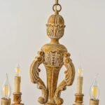 French Vintage Wooden Chandelier, Baroque Carved Pendant Light for Villa, B&B, Living Room & Dining Room - Image 6