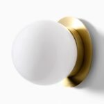 Mid-Century Modern Globe Wall Sconce, Brass Frosted Glass Wall Lamp for Bathroom, Bedroom, Living Room - Image 6