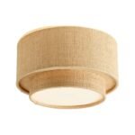 Boho Rattan Flush Mount Ceiling Light, 2-Tier Raffia Woven Ceiling Lamp for Bedroom, Entryway, Mid-Century - Image 5