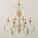 French Country Distressed Wood Chandelier, 6-Light Vintage Candle Chandelier for Living Room, Dining Room
