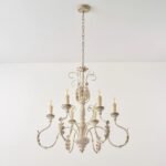 French Country Distressed Wood Chandelier, 6-Light Vintage Candle Chandelier for Living Room, Dining Room - Image 9