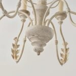 French Country Distressed Wood Chandelier, 6-Light Vintage Candle Chandelier for Living Room, Dining Room - Image 7